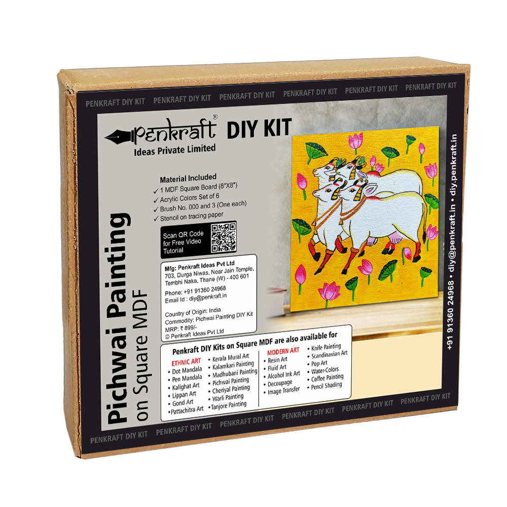 Pichwai Painting on MDF Square Board DIY Kit by Penkraft